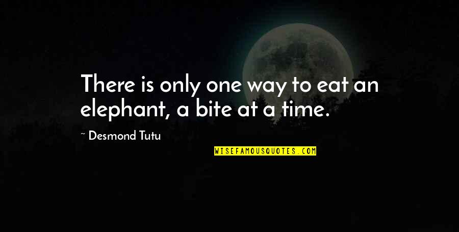 Elephant One Bite At A Time Quotes By Desmond Tutu: There is only one way to eat an Elephant One Bite At A Time Quotes By Desmond Tutu: There is only one way to eat an