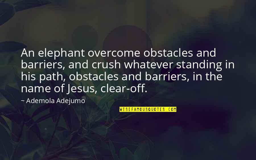 Elephant Quotes By Ademola Adejumo: An elephant overcome obstacles and barriers, and crush