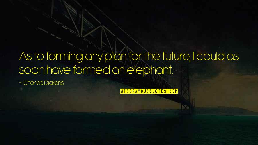 Elephant Quotes By Charles Dickens: As to forming any plan for the future,