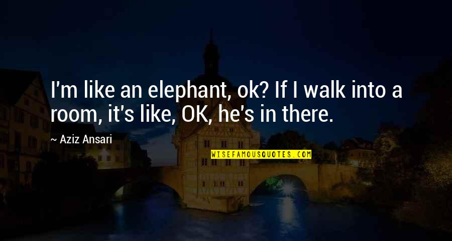 Elephants In The Room Quotes By Aziz Ansari: I'm like an elephant, ok? If I walk