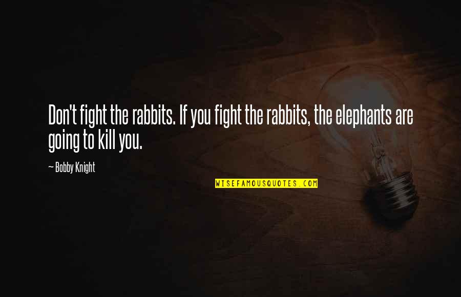 Elephants Quotes By Bobby Knight: Don't fight the rabbits. If you fight the