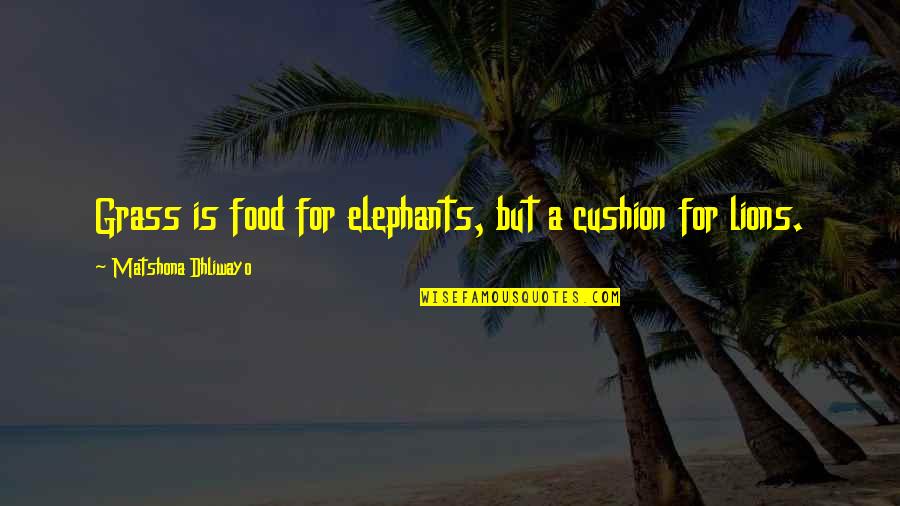 Elephants Quotes By Matshona Dhliwayo: Grass is food for elephants, but a cushion