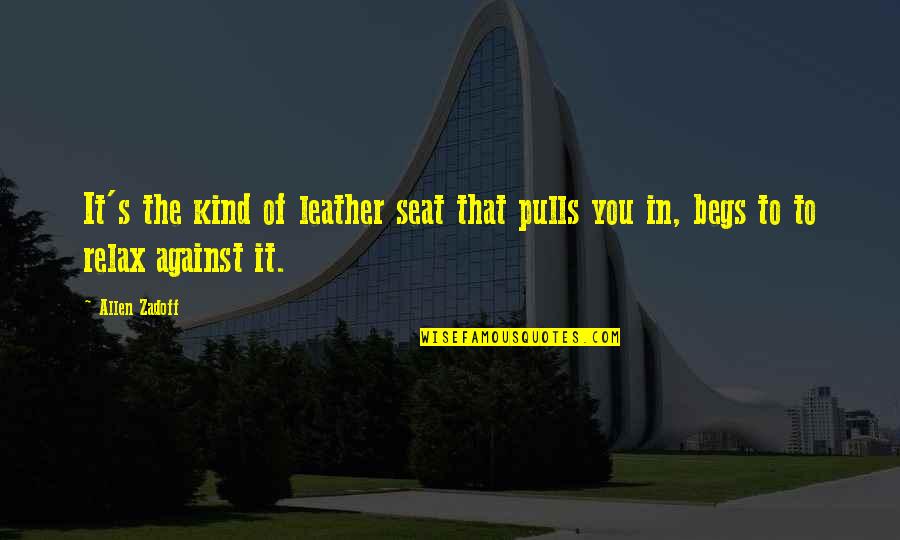 Elesh Norn Quotes By Allen Zadoff: It's the kind of leather seat that pulls
