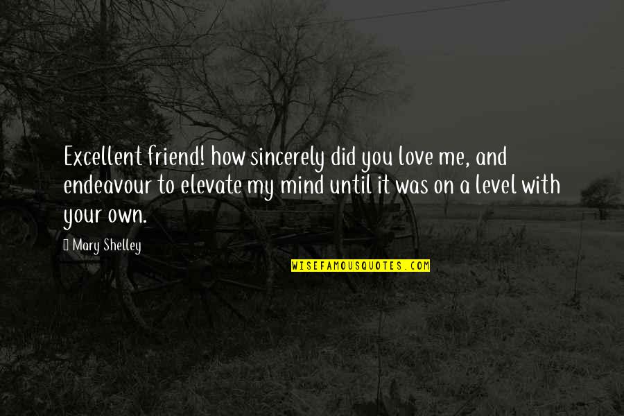 Elevate Each Other Quotes By Mary Shelley: Excellent friend! how sincerely did you love me,