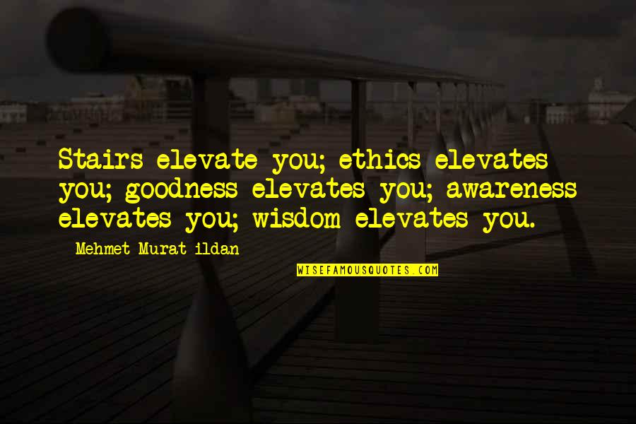 Elevate Each Other Quotes By Mehmet Murat Ildan: Stairs elevate you; ethics elevates you; goodness elevates