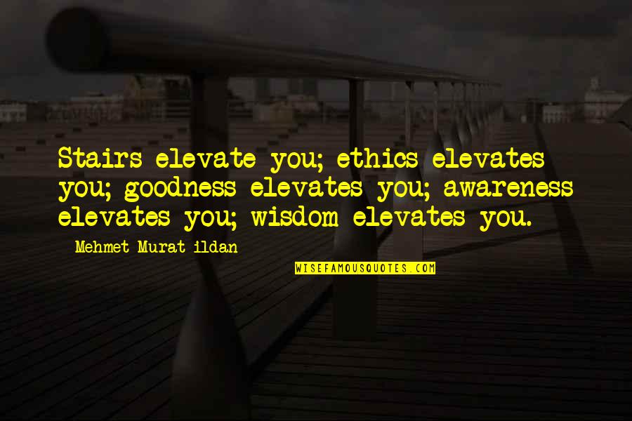 Elevates Quotes By Mehmet Murat Ildan: Stairs elevate you; ethics elevates you; goodness elevates