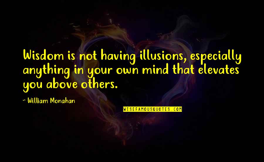 Elevates Quotes By William Monahan: Wisdom is not having illusions, especially anything in