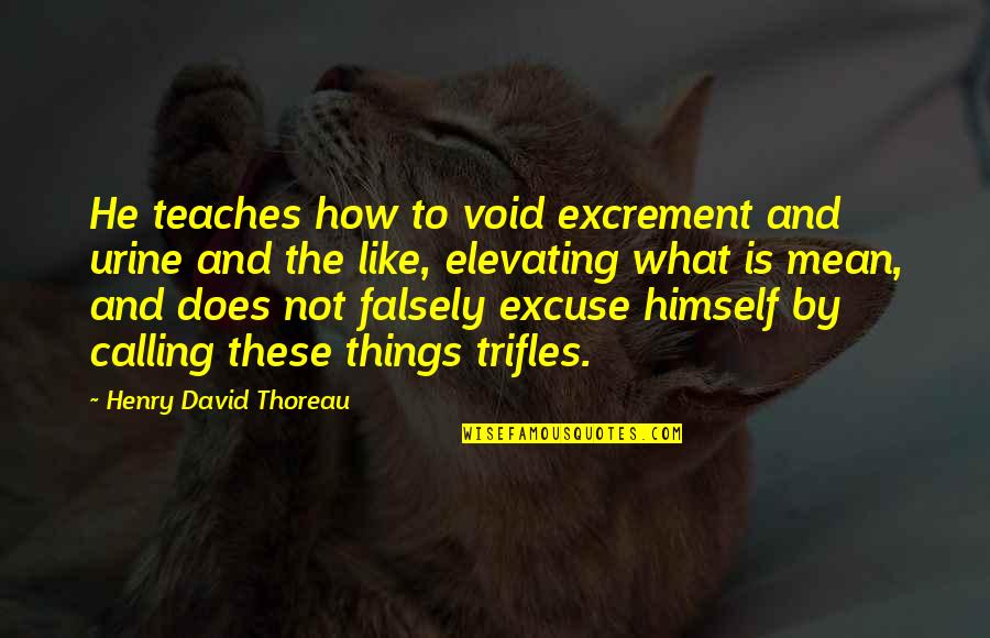 Elevating Quotes By Henry David Thoreau: He teaches how to void excrement and urine Elevating Quotes By Henry David Thoreau: He teaches how to void excrement and urine