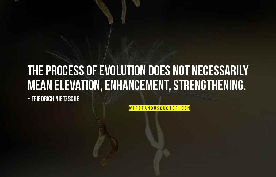 Elevation Quotes By Friedrich Nietzsche: The process of evolution does not necessarily mean Elevation Quotes By Friedrich Nietzsche: The process of evolution does not necessarily mean