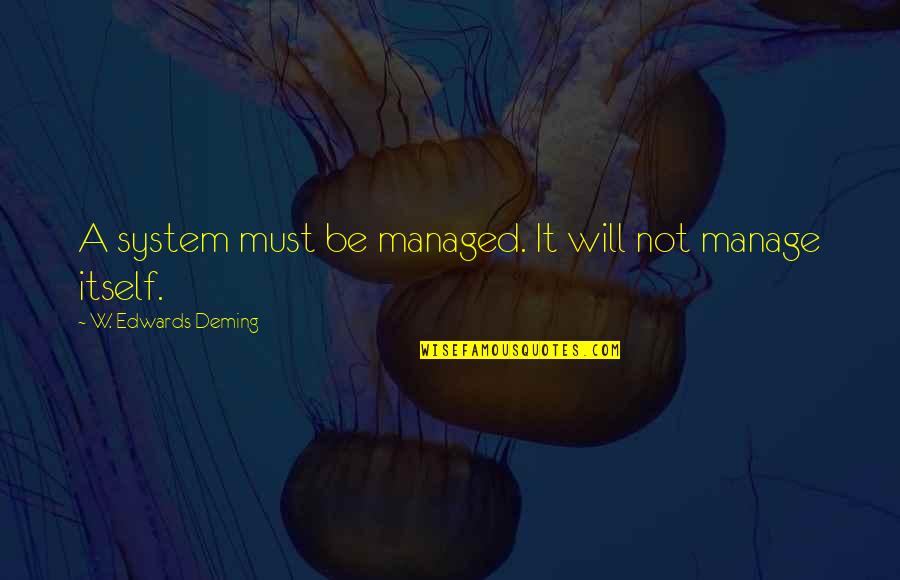 Elfinwild Quotes By W. Edwards Deming: A system must be managed. It will not Elfinwild Quotes By W. Edwards Deming: A system must be managed. It will not