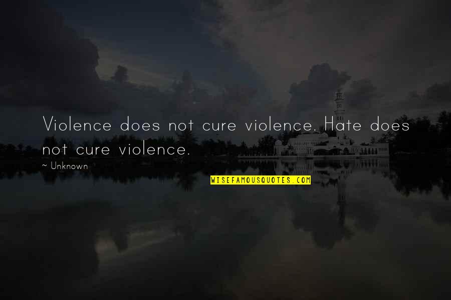 Elfler Ne Quotes By Unknown: Violence does not cure violence. Hate does not