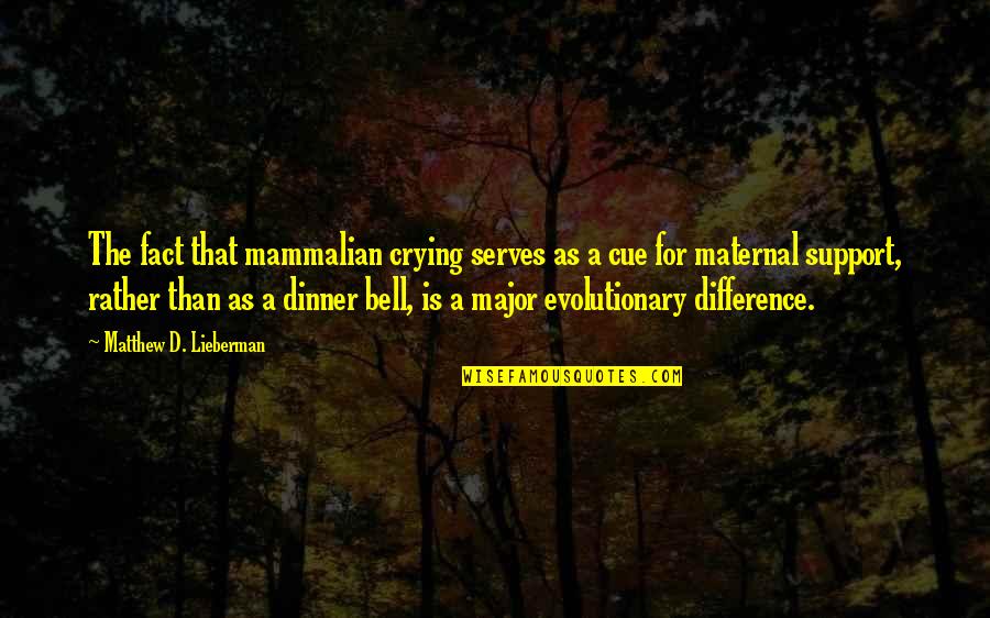 Elfred Lee Quotes By Matthew D. Lieberman: The fact that mammalian crying serves as a Elfred Lee Quotes By Matthew D. Lieberman: The fact that mammalian crying serves as a