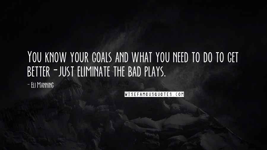 Eli Manning quotes: You know your goals and what you need to do to get better-just eliminate the bad plays.