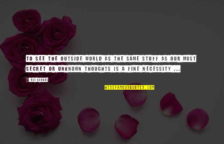 Eli Siegel Quotes By Eli Siegel: To see the outside world as the same