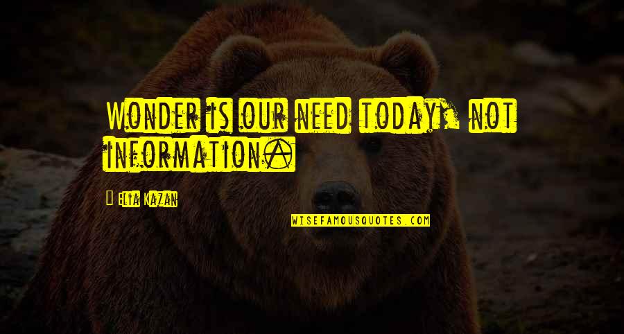 Elia Kazan Quotes By Elia Kazan: Wonder is our need today, not information.
