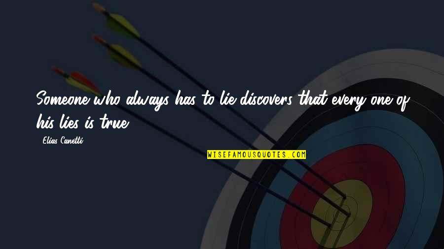 Elias Quotes By Elias Canetti: Someone who always has to lie discovers that