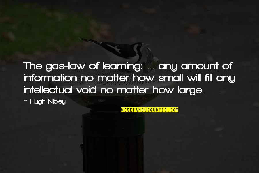Eliason Doors Quotes By Hugh Nibley: The gas-law of learning: ... any amount of