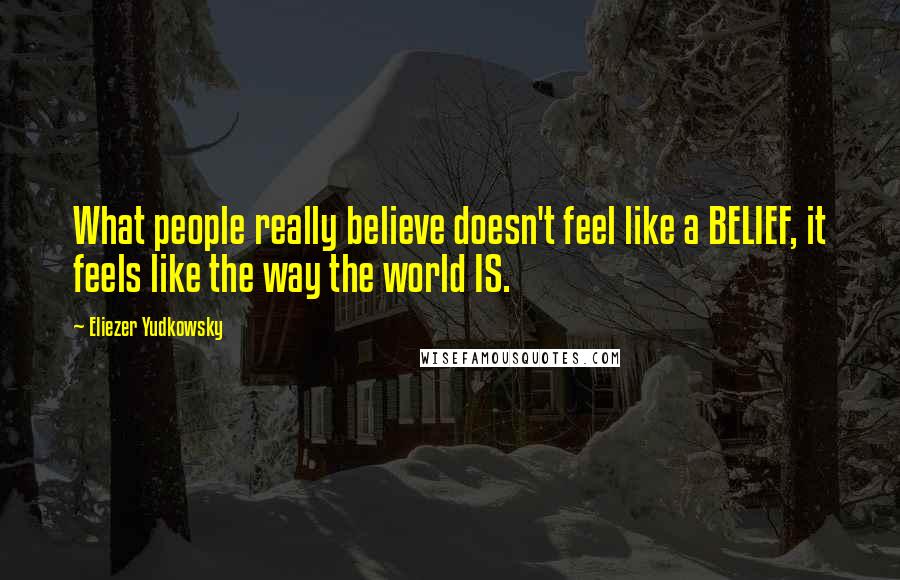 Eliezer Yudkowsky quotes: What people really believe doesn't feel like a BELIEF, it feels like the way the world IS.