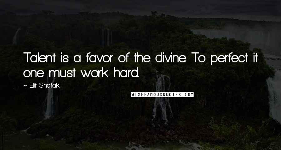 Elif Shafak quotes: Talent is a favor of the divine. To perfect it one must work hard.