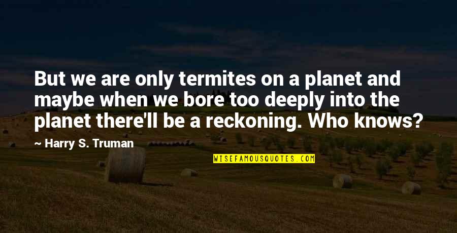 Eliminate Prejudice Quotes By Harry S. Truman: But we are only termites on a planet