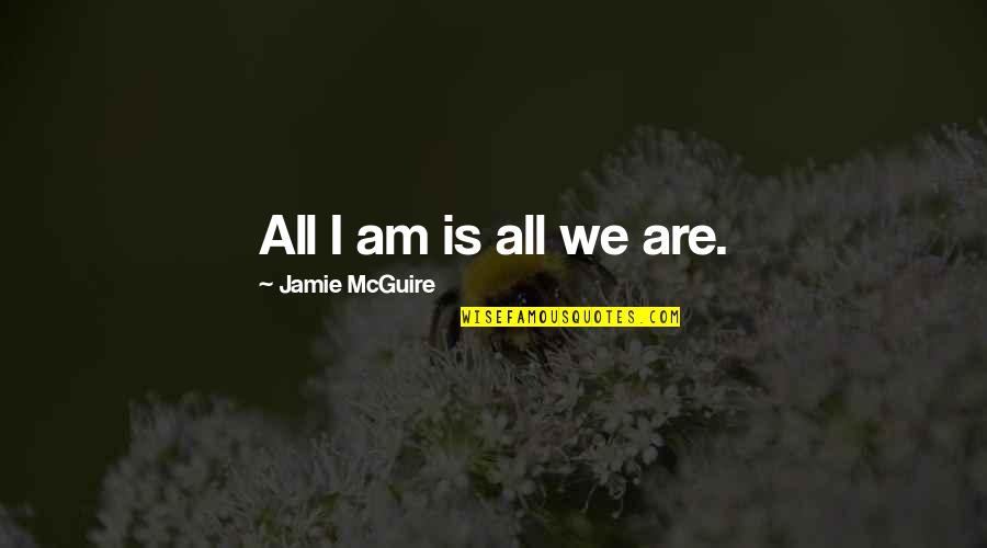 Elimize Bahar Quotes By Jamie McGuire: All I am is all we are.
