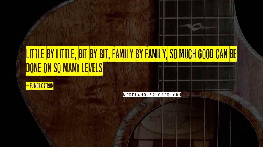 Elinor Ostrom quotes: Little by little, bit by bit, family by family, so much good can be done on so many levels