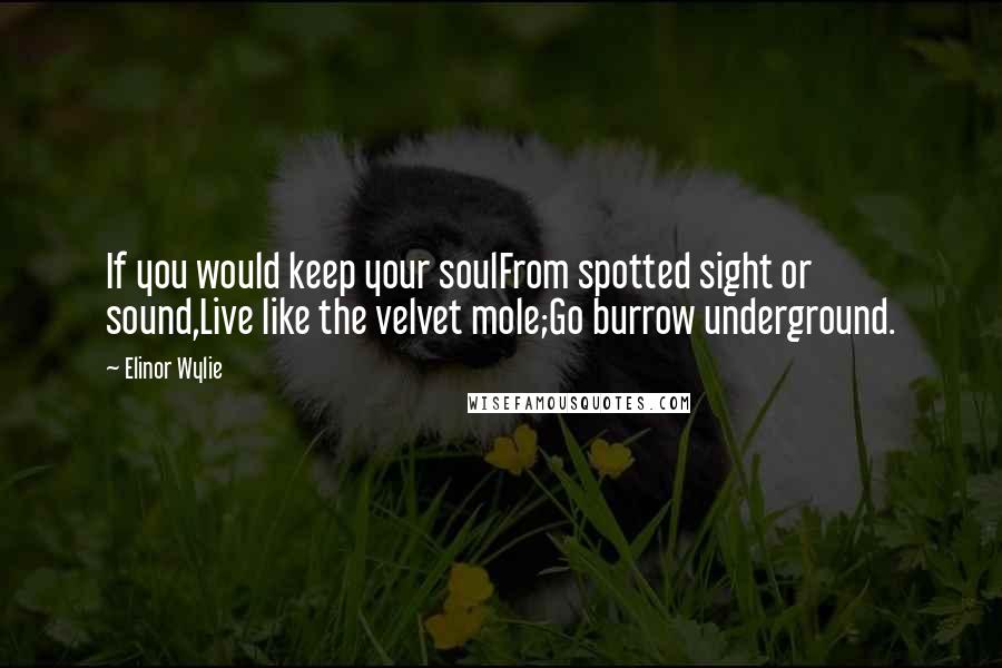 Elinor Wylie quotes: If you would keep your soulFrom spotted sight or sound,Live like the velvet mole;Go burrow underground.