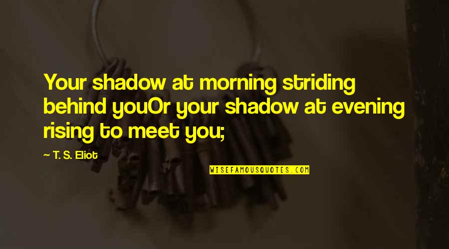 Eliot's Quotes By T. S. Eliot: Your shadow at morning striding behind youOr your Eliot's Quotes By T. S. Eliot: Your shadow at morning striding behind youOr your