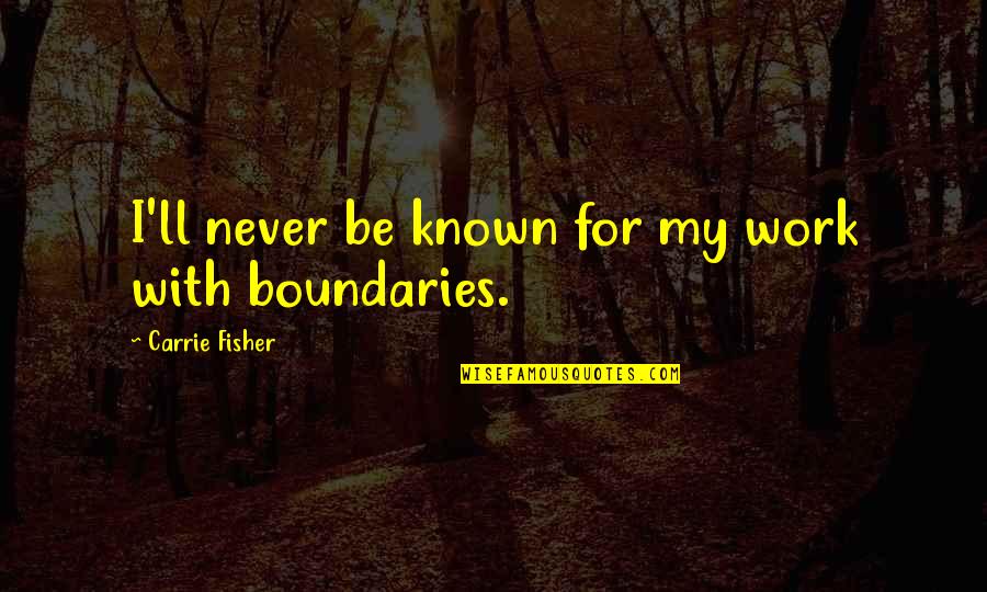 Elipse Quotes By Carrie Fisher: I'll never be known for my work with