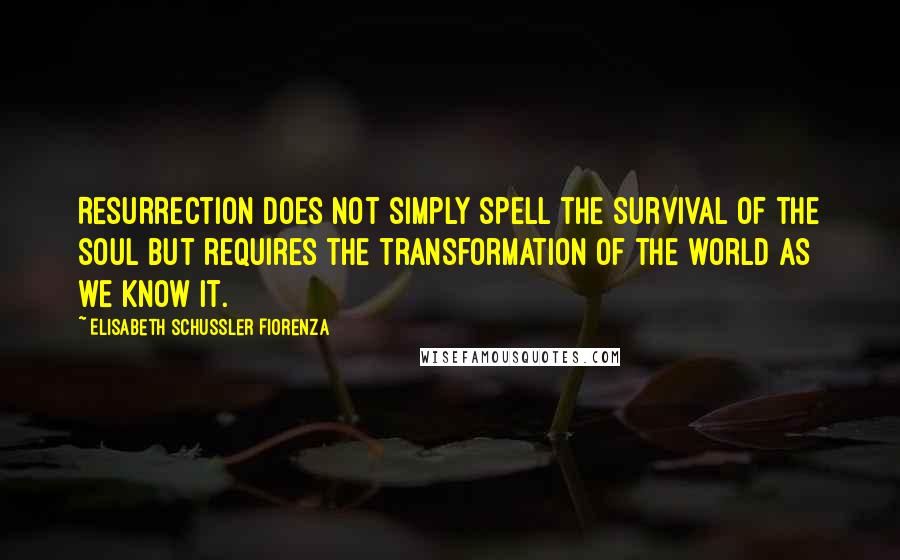 Elisabeth Schussler Fiorenza quotes: Resurrection does not simply spell the survival of the soul but requires the transformation of the world as we know it.