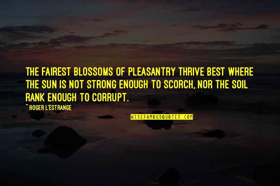 Elisheva Schwartz Quotes By Roger L'Estrange: The fairest blossoms of pleasantry thrive best where