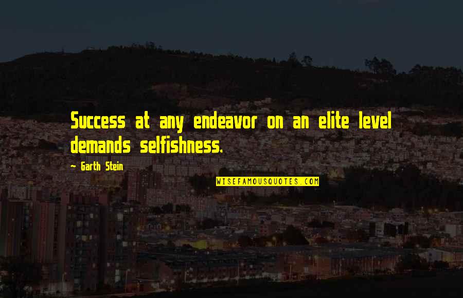 Elite Quotes By Garth Stein: Success at any endeavor on an elite level