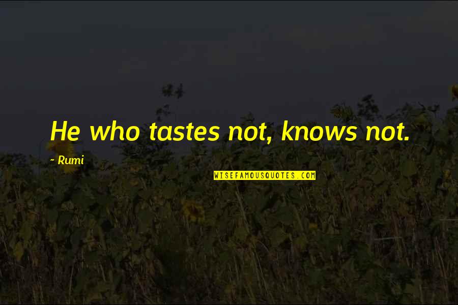 Elixir Medication Quotes By Rumi: He who tastes not, knows not.