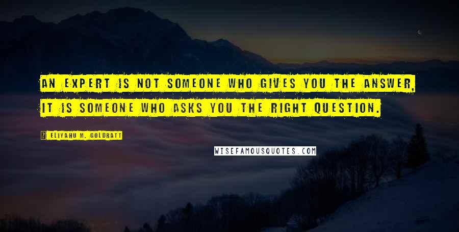 Eliyahu M. Goldratt quotes: An expert is not someone who gives you the answer, it is someone who asks you the right question.