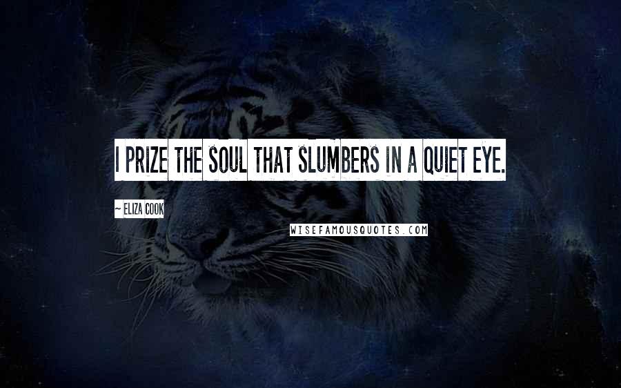 Eliza Cook quotes: I prize the soul that slumbers in a quiet eye.