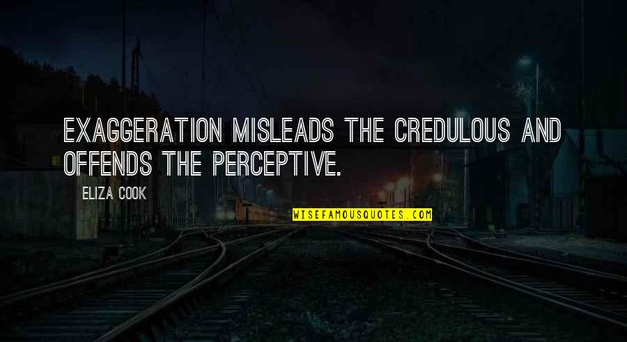 Eliza Cook Quotes By Eliza Cook: Exaggeration misleads the credulous and offends the perceptive.