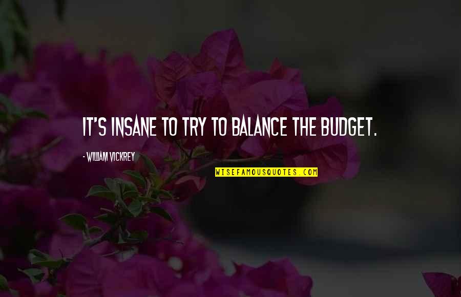 Elizabeth Bennet And Mr Darcy Quotes By William Vickrey: It's insane to try to balance the budget.