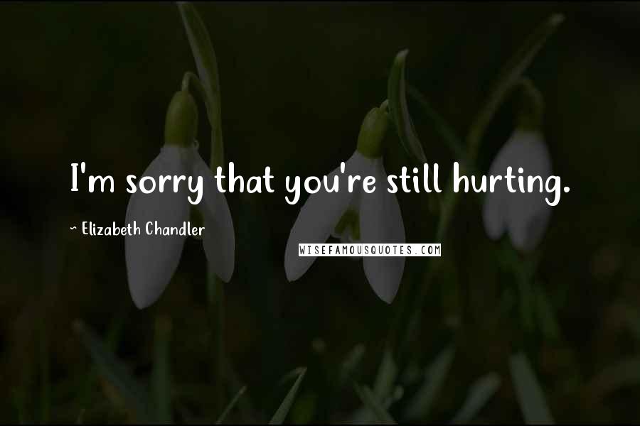 Elizabeth Chandler quotes: I'm sorry that you're still hurting.