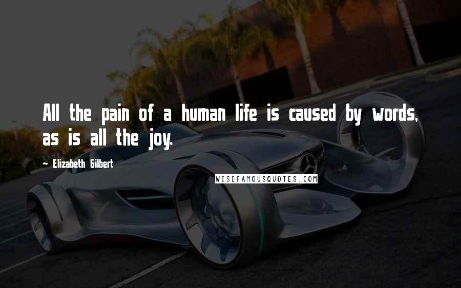 Elizabeth Gilbert quotes: All the pain of a human life is caused by words, as is all the joy.