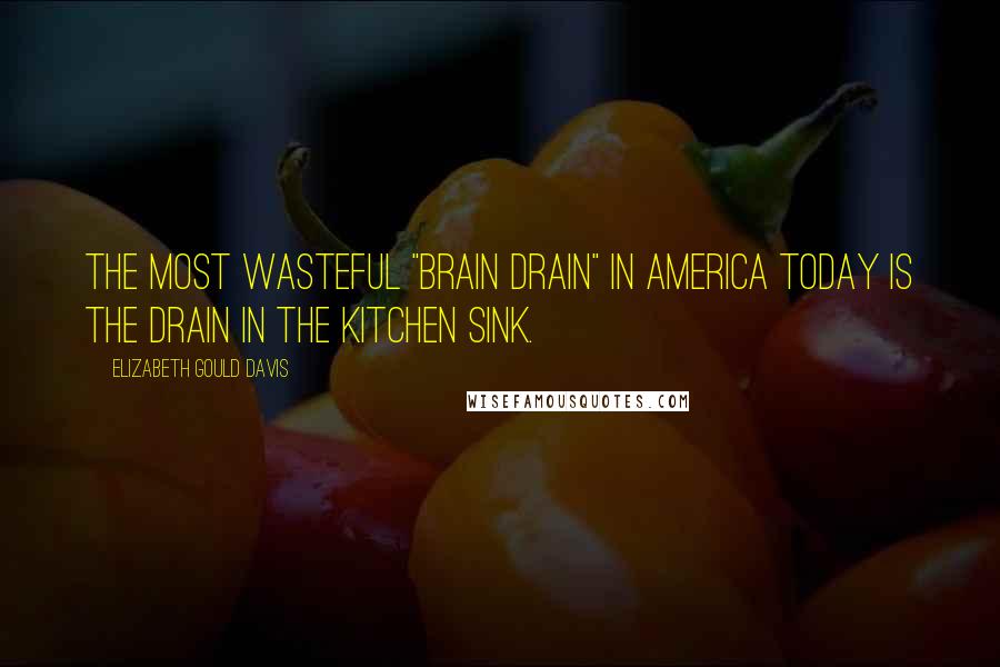 Elizabeth Gould Davis quotes: The most wasteful "brain drain" in America today is the drain in the kitchen sink.