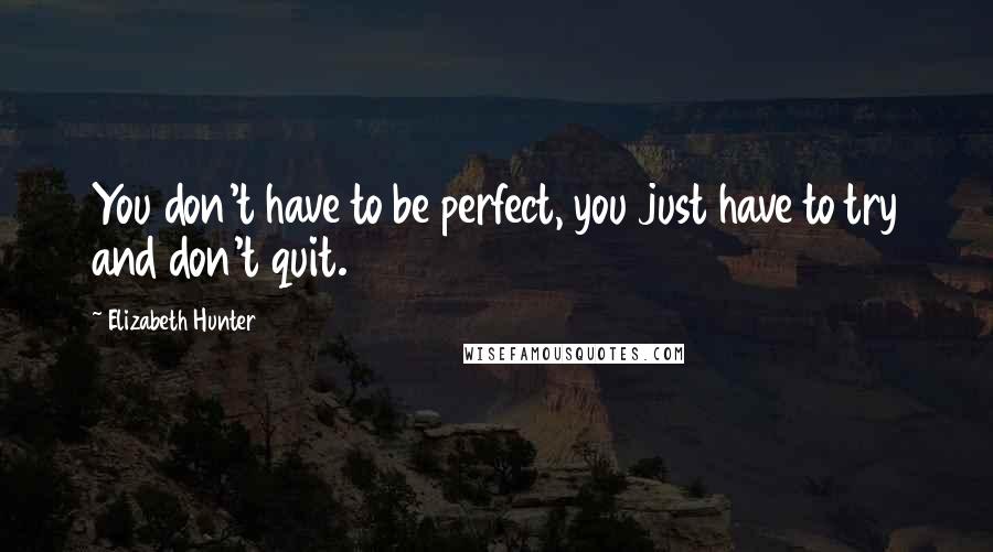 Elizabeth Hunter quotes: You don't have to be perfect, you just have to try and don't quit.