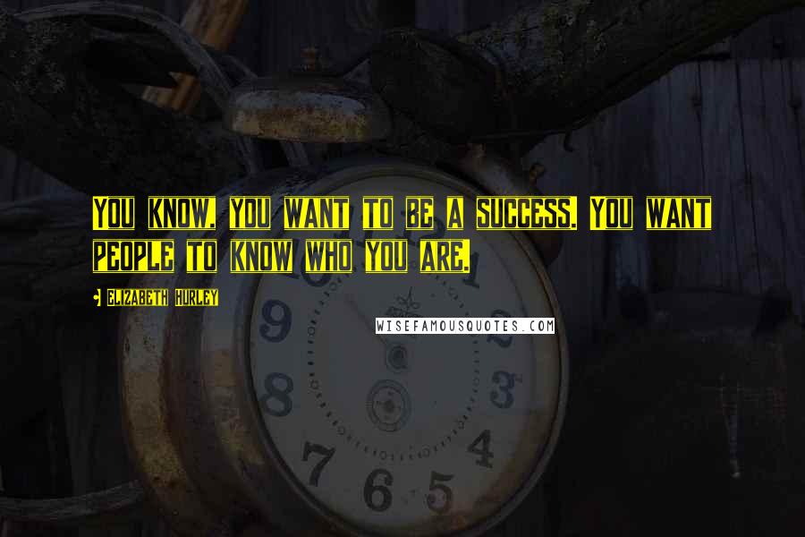 Elizabeth Hurley quotes: You know, you want to be a success. You want people to know who you are.