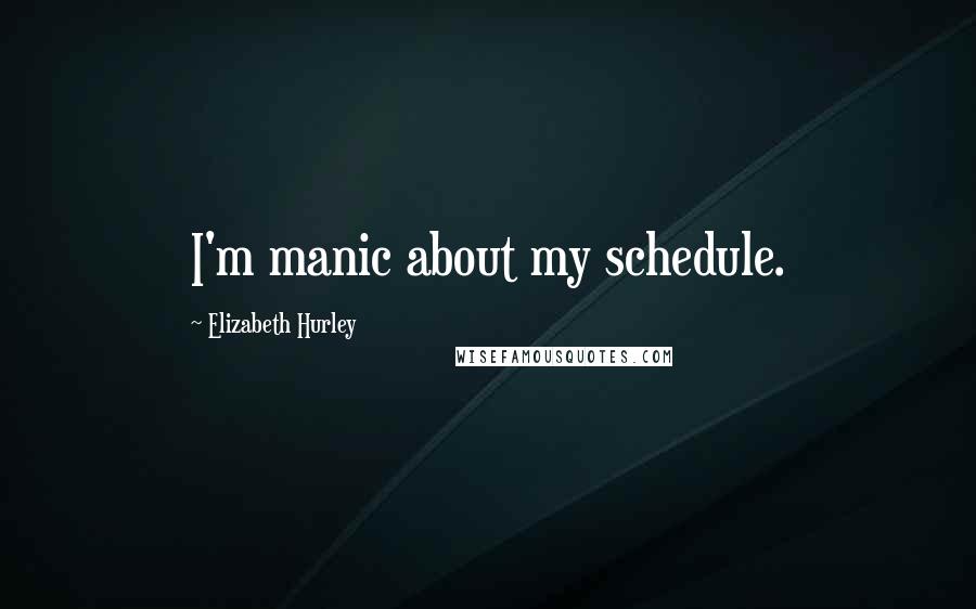 Elizabeth Hurley quotes: I'm manic about my schedule.