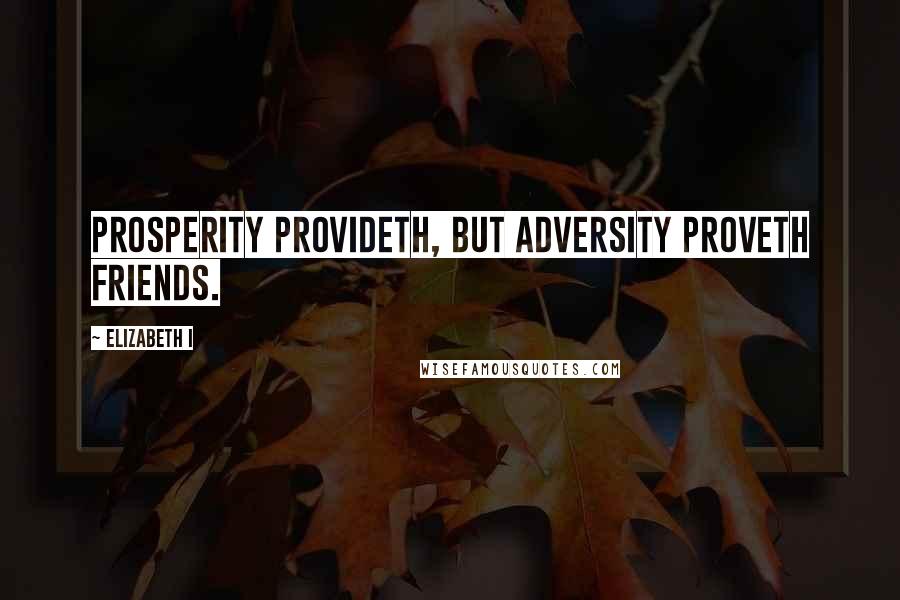 Elizabeth I quotes: Prosperity provideth, but adversity proveth friends.