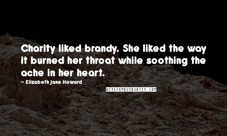 Elizabeth Jane Howard quotes: Charity liked brandy. She liked the way it burned her throat while soothing the ache in her heart.