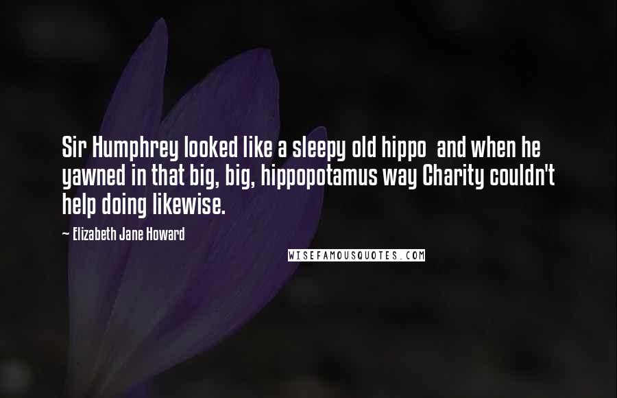 Elizabeth Jane Howard quotes: Sir Humphrey looked like a sleepy old hippo and when he yawned in that big, big, hippopotamus way Charity couldn't help doing likewise.