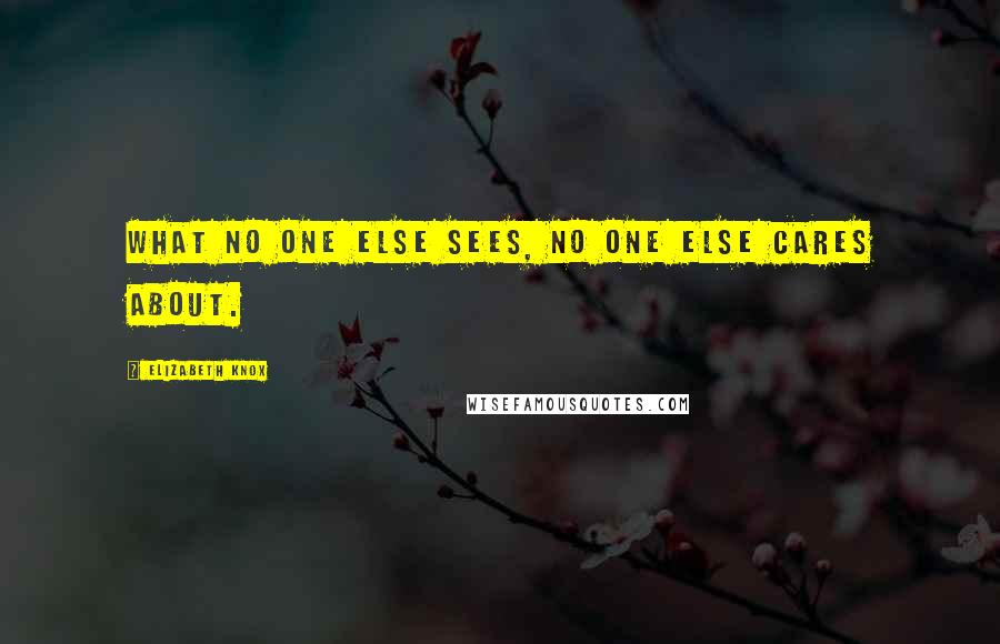 Elizabeth Knox quotes: What no one else sees, no one else cares about.