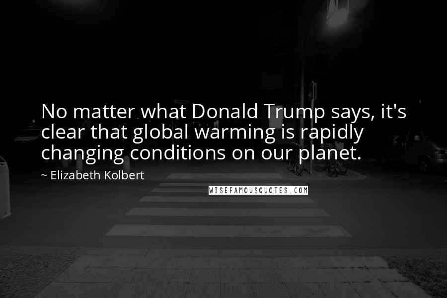 Elizabeth Kolbert quotes: No matter what Donald Trump says, it's clear that global warming is rapidly changing conditions on our planet.