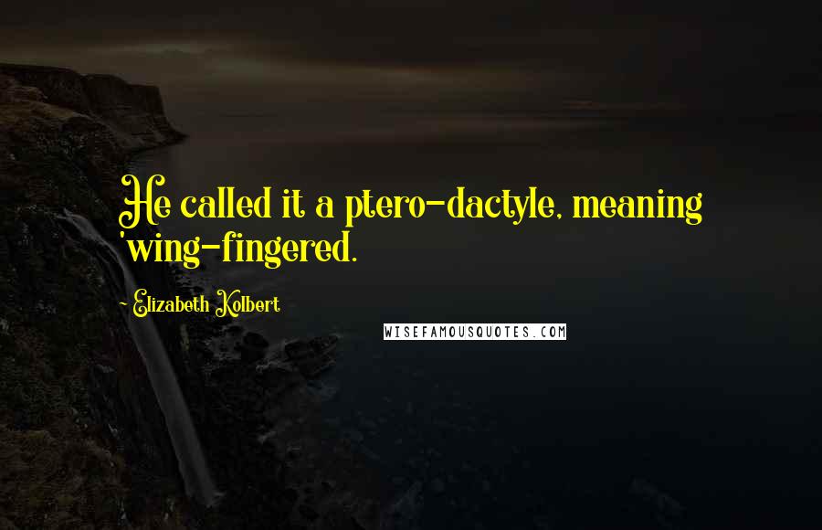 Elizabeth Kolbert quotes: He called it a ptero-dactyle, meaning 'wing-fingered.
