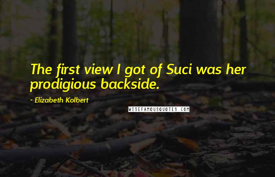 Elizabeth Kolbert quotes: The first view I got of Suci was her prodigious backside.